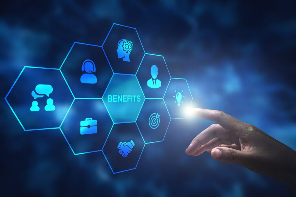 Hand pointing at different important areas of enterprise web development.