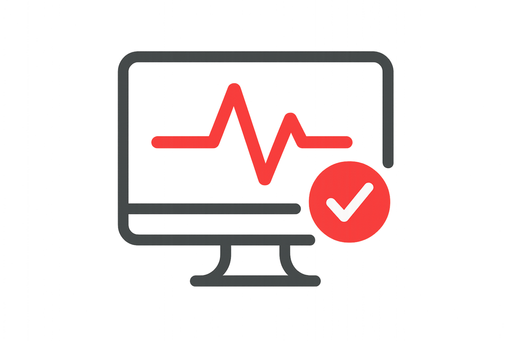 Icon of an analytics graph on a desktop monitor.