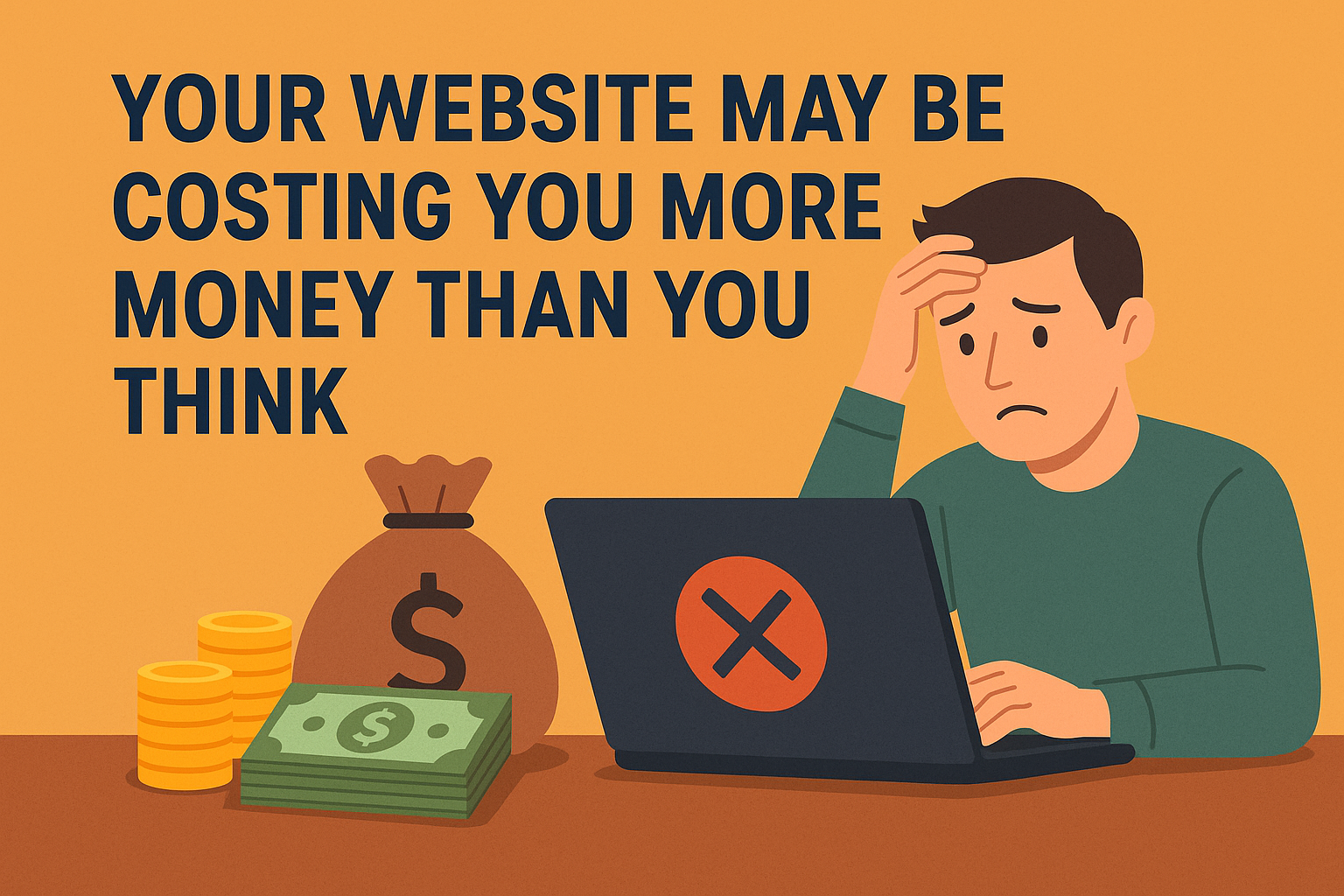 Person worried looking at their website losing money.